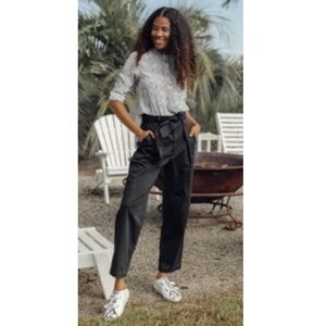 Alex Mill Pleated Peg Straight Leg Belted Pants Trousers in Black Size 8